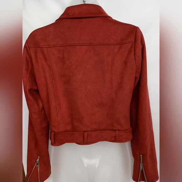 Forever 21 Moto Bikercore,Casual,Preppy,Punk Red Orange Rust Suede Jacket(#1,536 - Picture 7 of 7